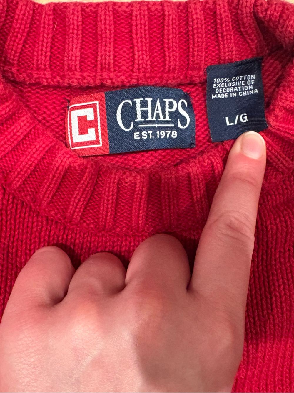 Chaps Red Ribbed Crewneck Sweater - Picture 2 of 4